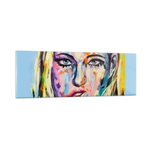 Glastavla - Bild på glas - Titta henne rakt in i ögonen - 90x30 cm