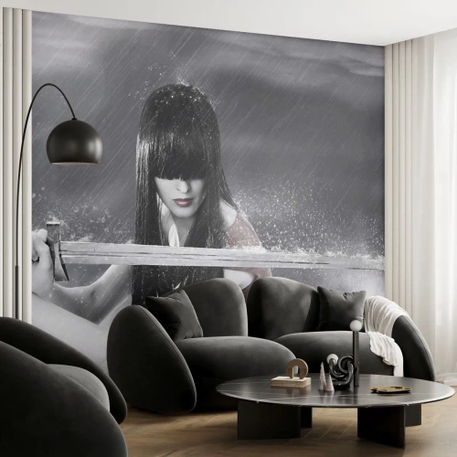 Självhäftande Fototapet Deluxe Sticker - Vacker och farlig - Kvinna, Svärd, Militär - 150x105 cm