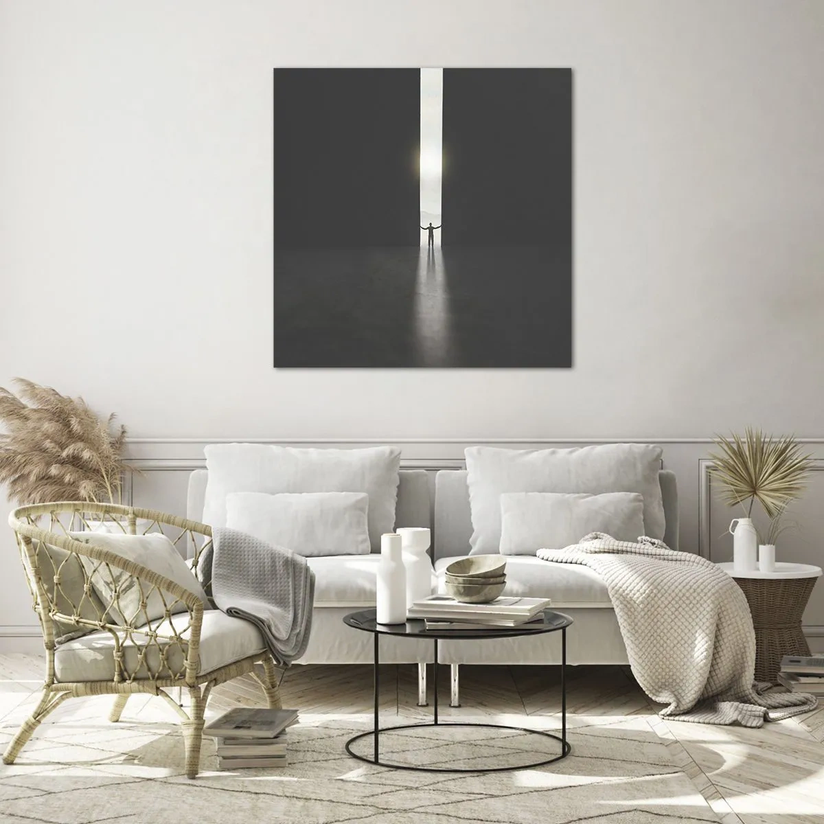 Glastavla - Bild på glas - Ett steg mot den ljusa framtiden - 60x60 cm