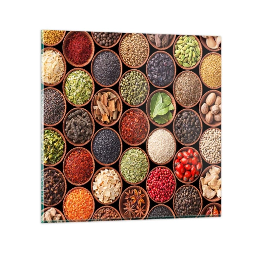 Glastavla - Bild på glas - Världens alla smaker - 50x50 cm