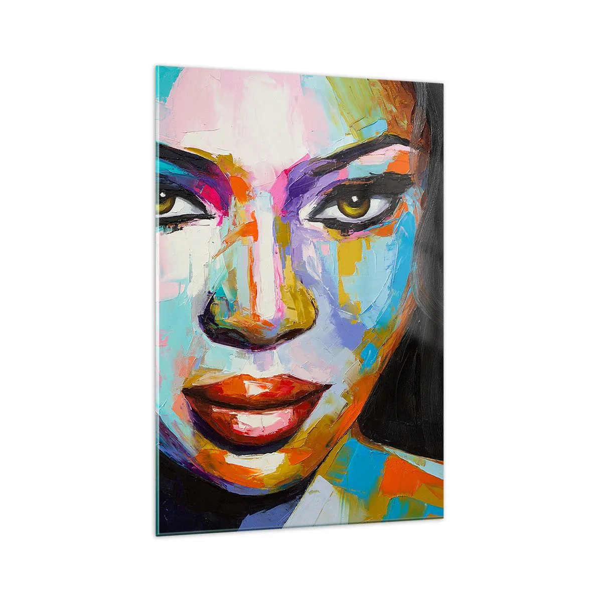 Glastavla - Bild på glas - Kan inte ta ögonen från henne - 70x100 cm