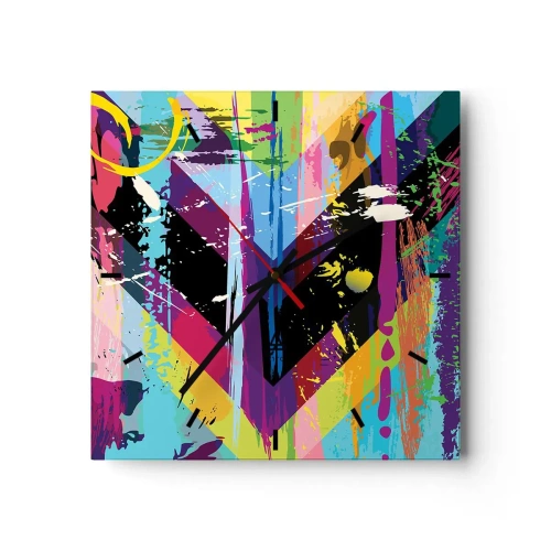 Väggklocka - Klocka på glas - Uppifrån nedåt - 30x30 cm