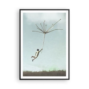 Affisch i svart ram - Drakar, maskrosor, vind - 70x100 cm