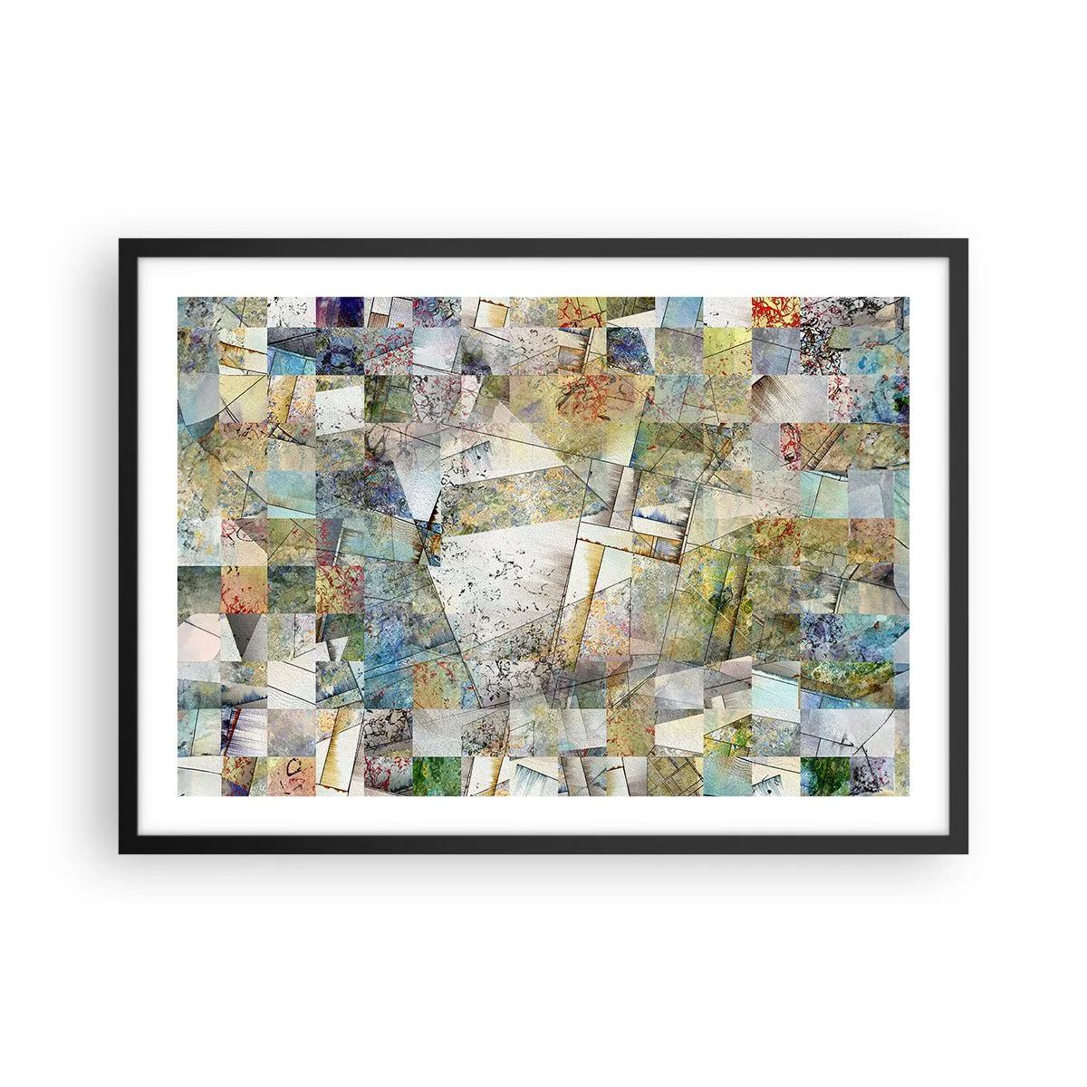 Affisch i svart ram - Geometrisk omblandning - 70x50 cm