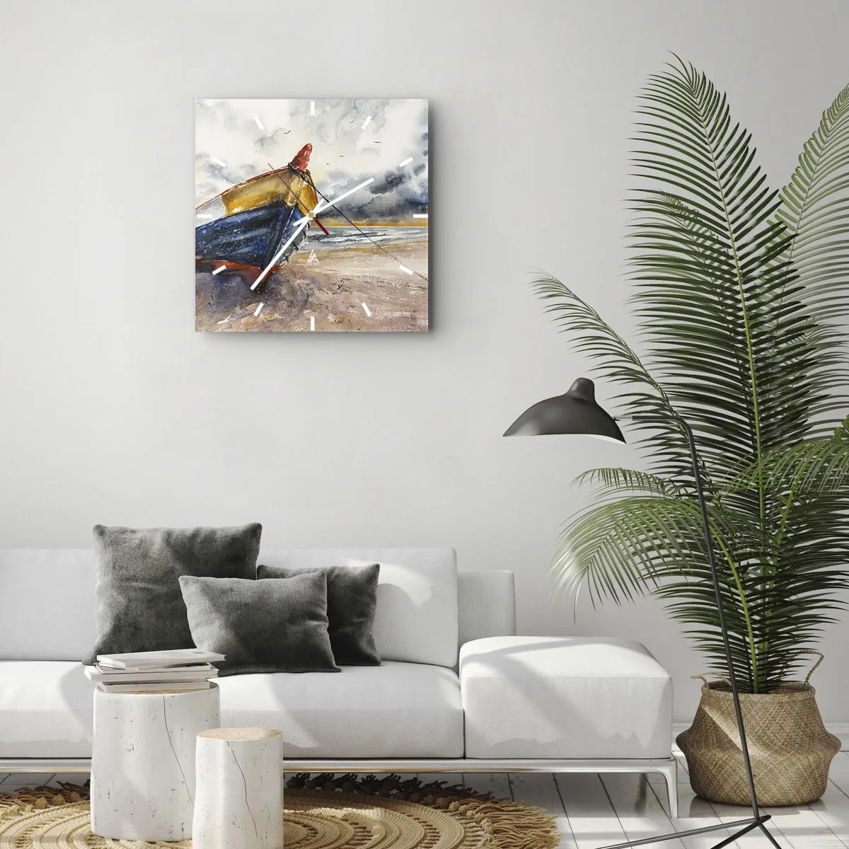 Väggklocka - Klocka på glas - Vila på stranden - 30x30 cm