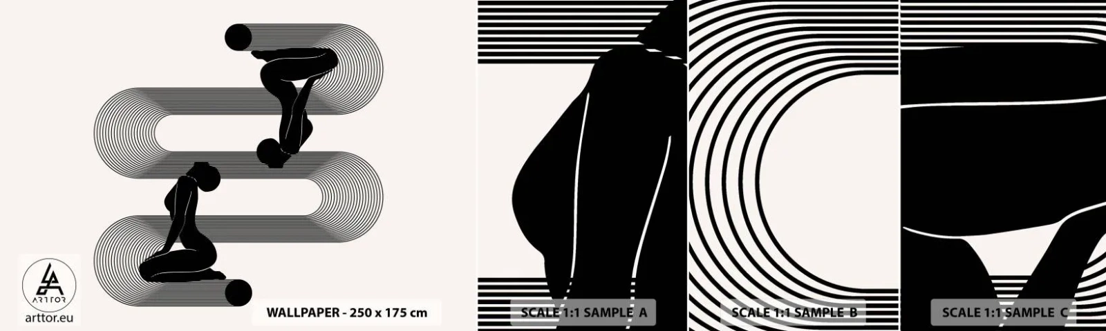 Fototapet Prov Standard Eco - Sensuell symmetri - Kvinnor, Rader, Meditation - 100x30 cm