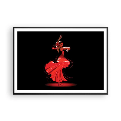Affisch i svart ram - Flamencos brinnande anda - 100x70 cm