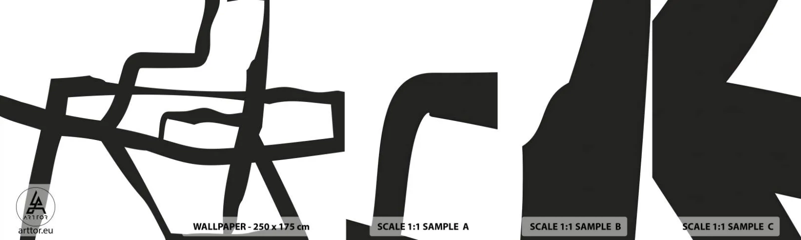 Fototapet Prov Standard Eco - Svartvit konstruktion - Linje, Svartvitt, Abstraktionism - 100x30 cm
