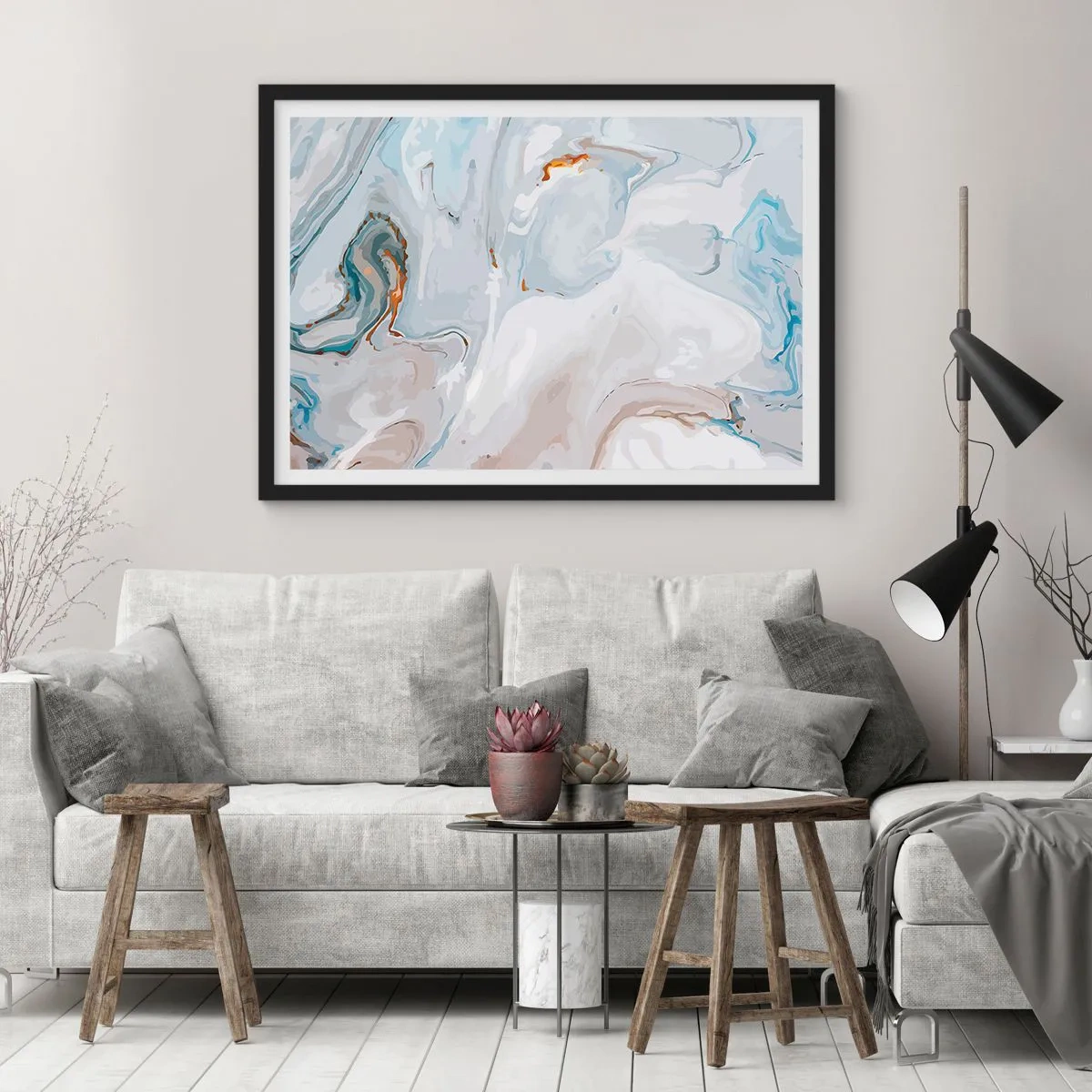 Affisch i svart ram - Utbuktande vithet - 100x70 cm