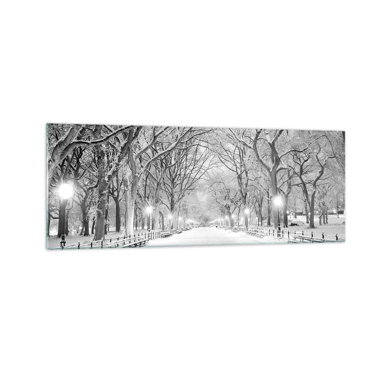 Glastavla - Bild på glas - De fyra årstiderna - vinter - 140x50 cm