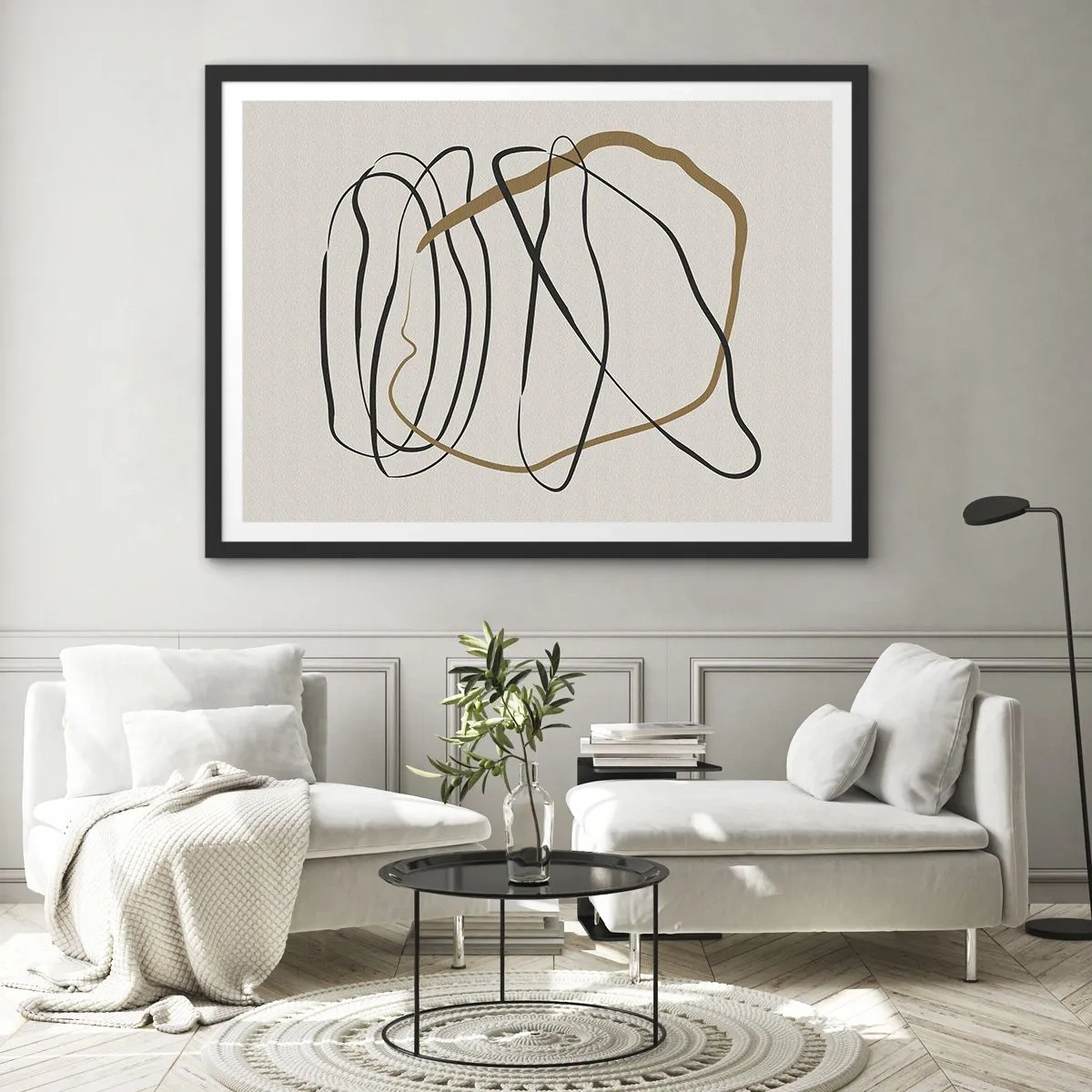 Affisch i svart ram - Komposition: besittande dans - 100x70 cm