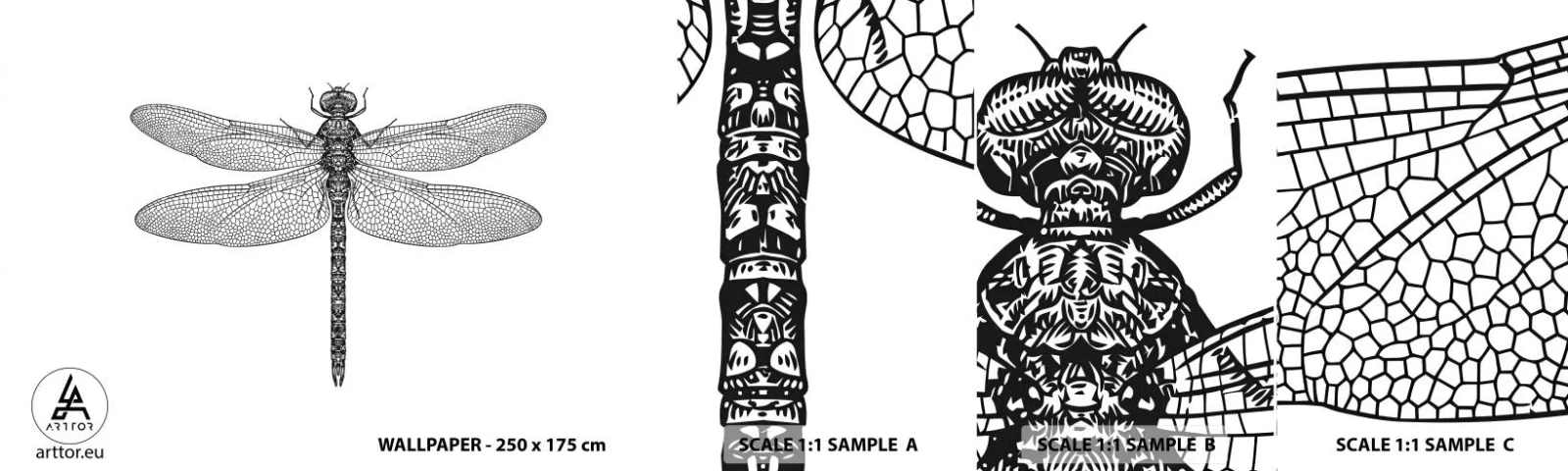 Fototapet Prov Standard Eco - Precision i naturen - Trollslända, Insekt, Minimalistisk - 100x30 cm