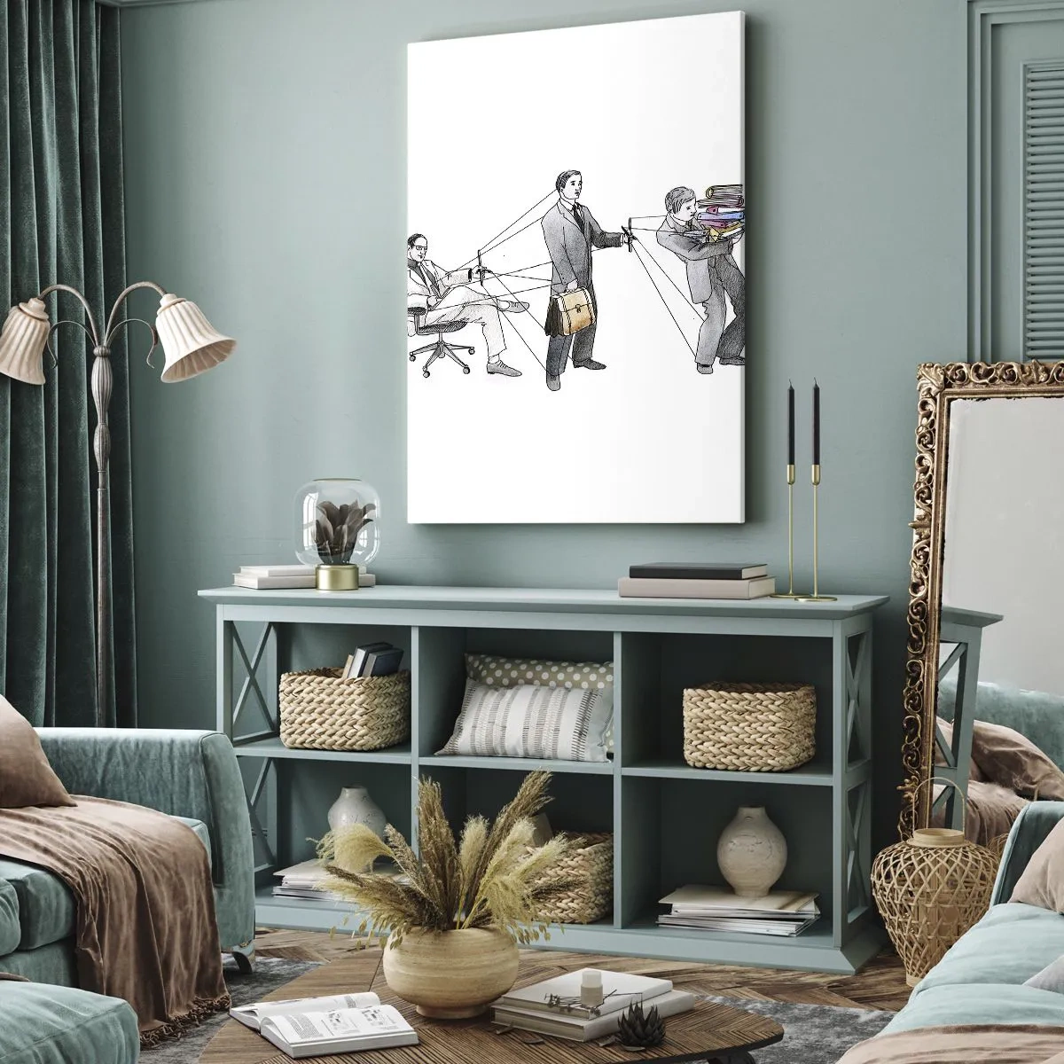 Canvastavla - Bild på duk - Var och en har sin chef - 55x100 cm