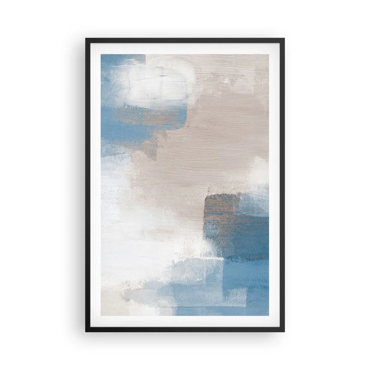 Affisch i svart ram - Rosa abstraktion bakom en blå slöja - 61x91 cm