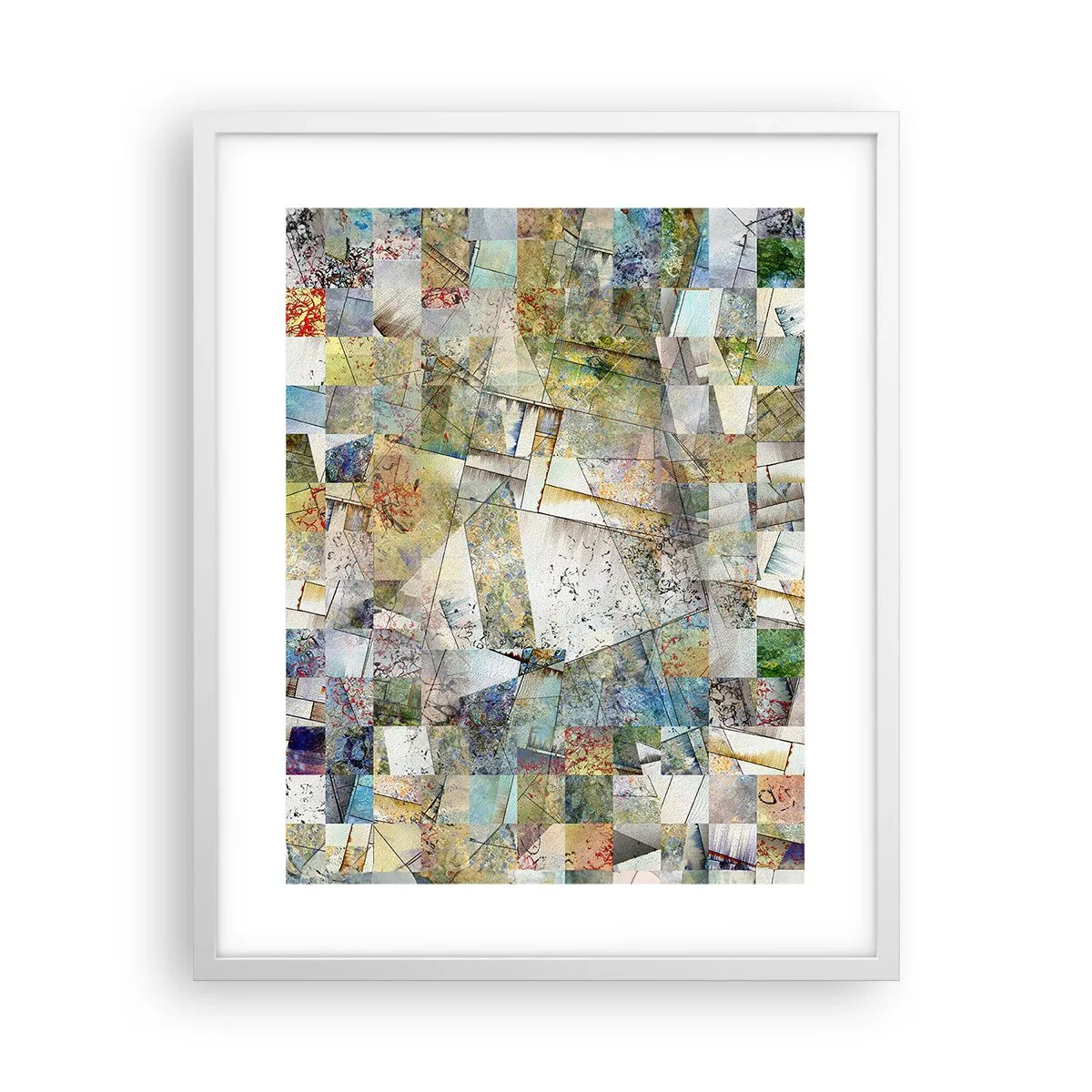Affisch i vit ram - Geometrisk omblandning - 40x50 cm