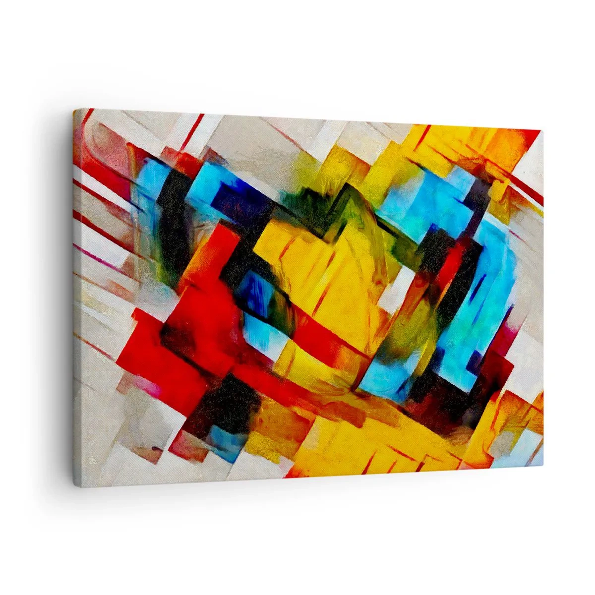 Canvastavla - Bild på duk - Abstrakt geometrisk komposition i livfulla färger - 70x50cm - Färgmix - Modern väggdekoration för vardagsrum och sovrum ARTTOR