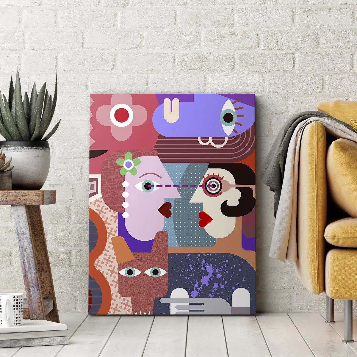 Canvastavla - Bild på duk - Öga mot öga  - 55x100 cm