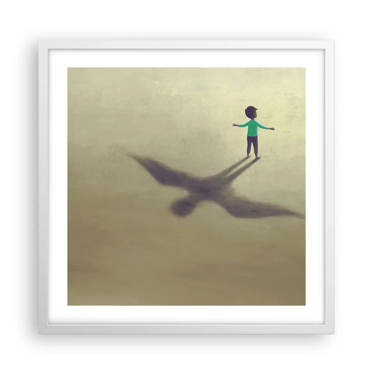 Affisch i vit ram - Framtidens hjälte - 50x50 cm