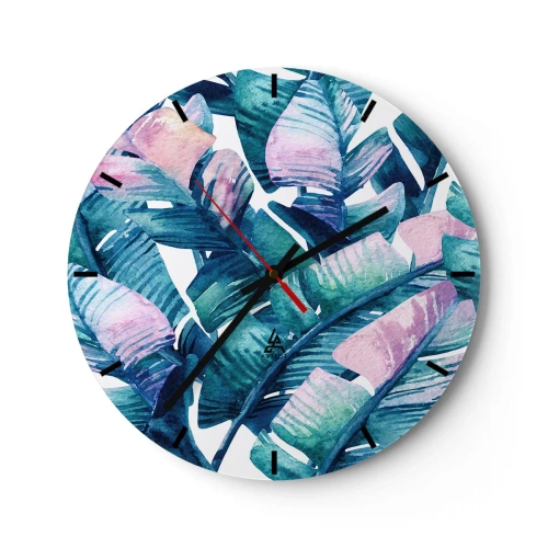 Väggklocka - Klocka på glas - I bananträdgård - 40x40 cm