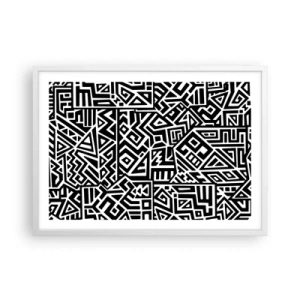 Affisch i vit ram - Prekolumbisk komposition - 70x50 cm