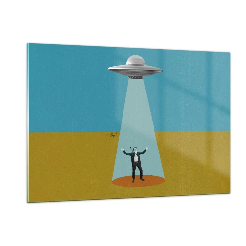 Glastavla - Bild på glas - Ett nära möte - 120x80 cm