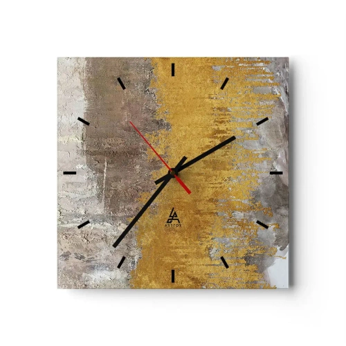 Väggklocka - Klocka på glas - En gyllene explosion - 30x30 cm