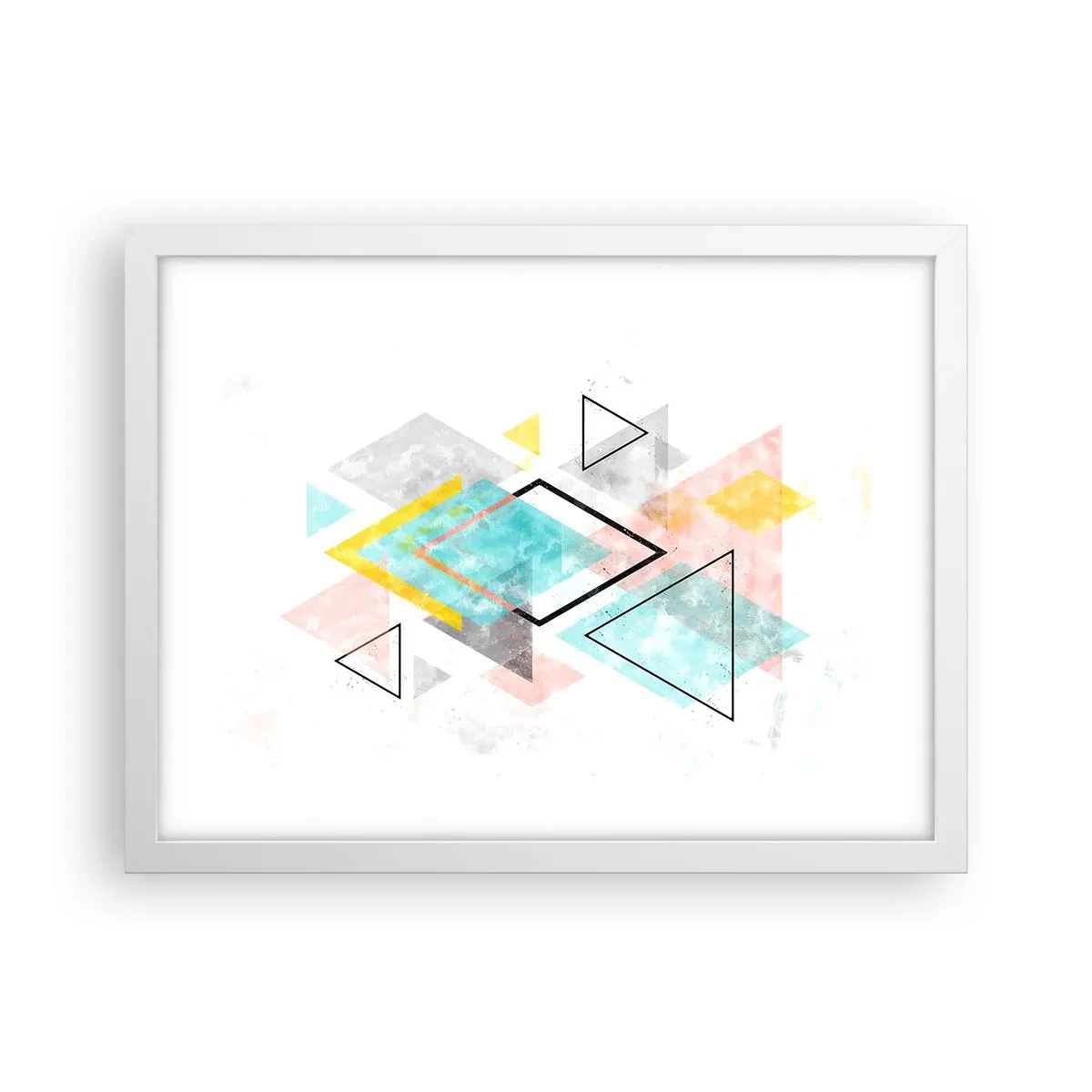 Affisch i vit ram - Geometriskt spel - 40x30 cm