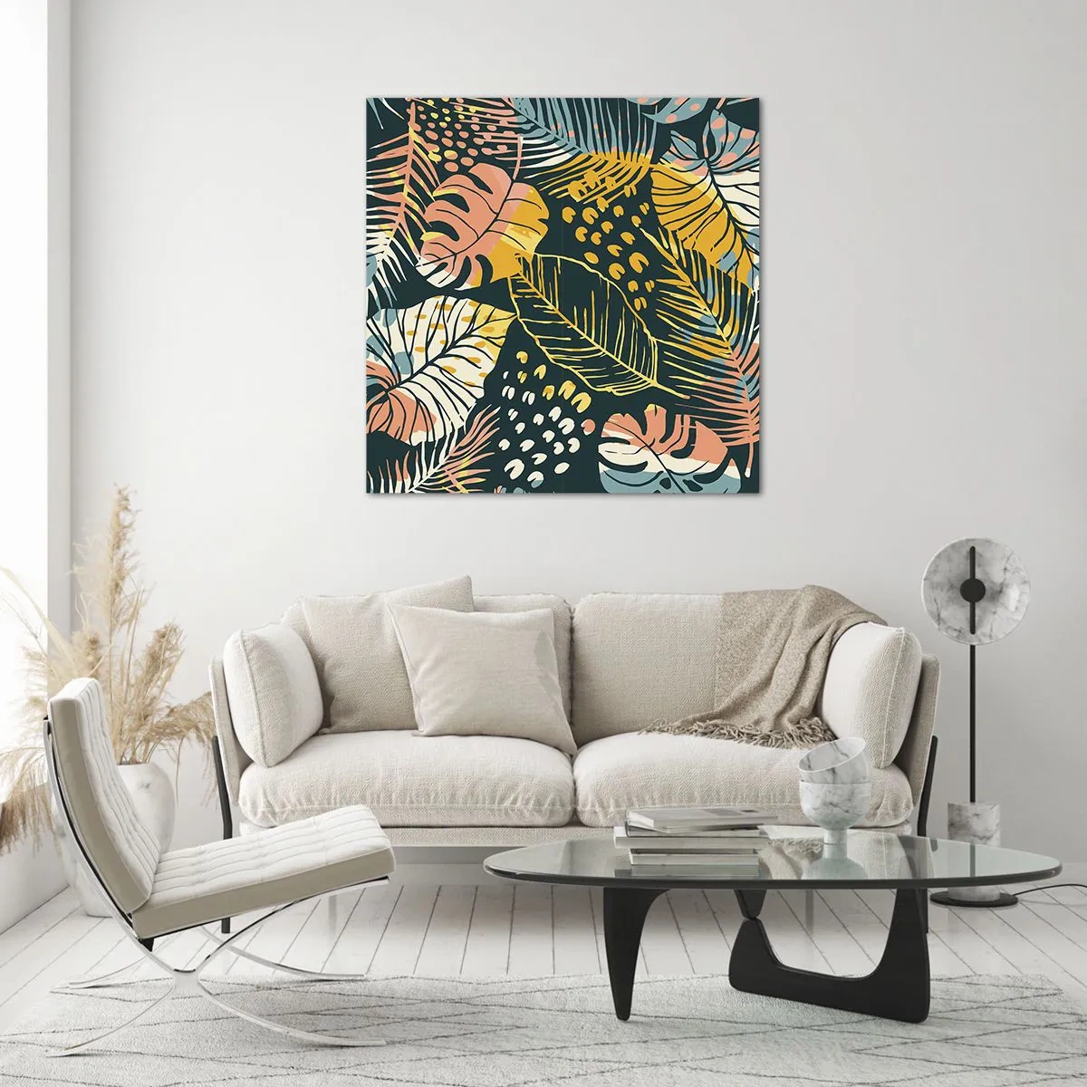 Glastavla - Bild på glas - Lövfantasi - 70x70 cm