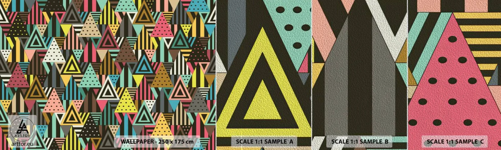 Provbit av fototapet Premium Sand - Trianglar - Abstraktion, Bit, Trianglar - 100x30 cm