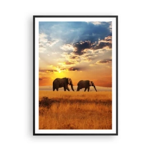 Affisch i svart ram - Familjepromenad - 70x100 cm