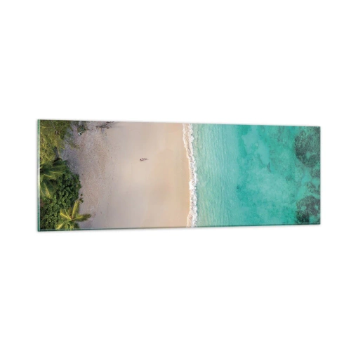 Glastavla - Bild på glas - En strand i paradiset - 90x30 cm