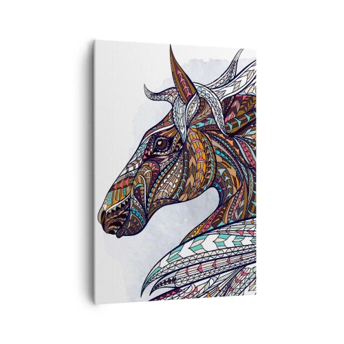 Canvastavla - Bild på duk - Keltiska kämpens häst - 70x100 cm