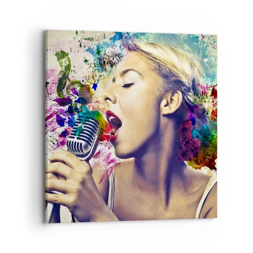 Canvastavla - Bild på duk - Måla världen med rösten - 70x70 cm