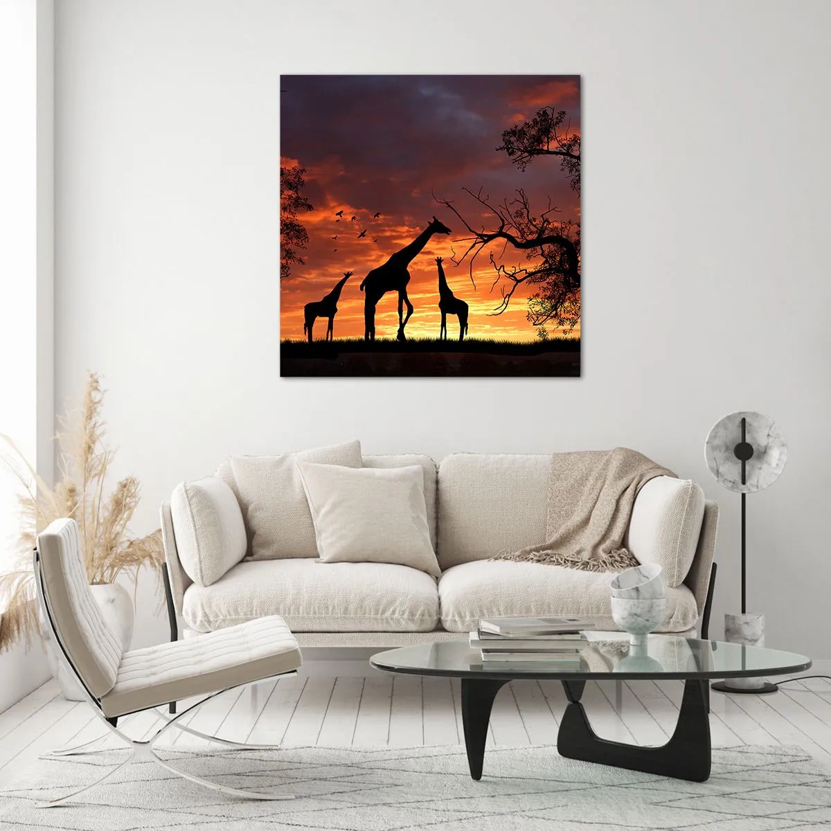 Glastavla - Bild på glas - Liten middag med de närmaste - 50x50 cm