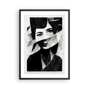Affisch i svart ram - Porträtt av en kvinna i en abstrakt komposition - 50x70cm - Verkligen vad du är... - Modern väggdekoration för vardagsrum och sovrum ARTTOR
