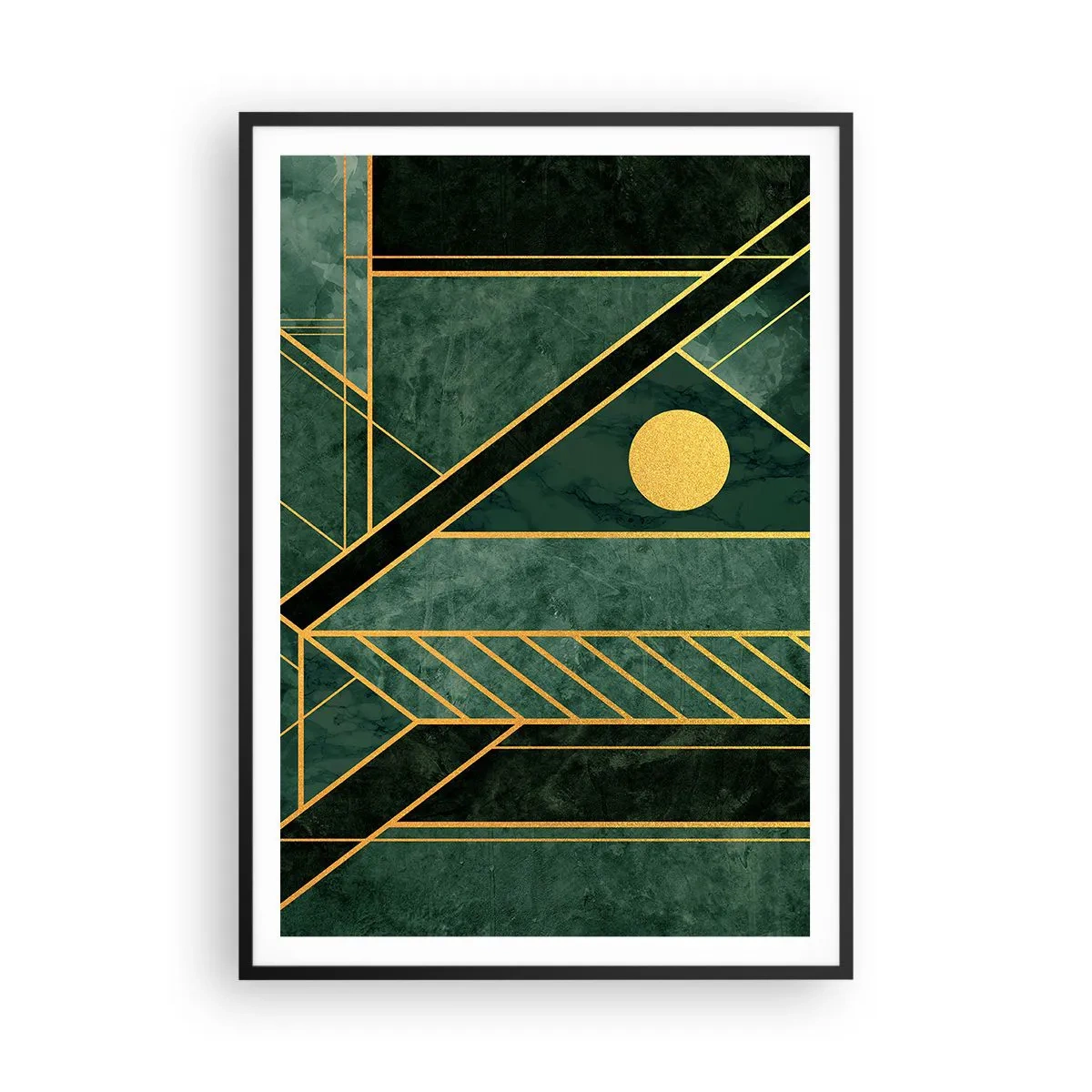 Affisch i svart ram - Dynamik av guld och azurblå - 70x100 cm