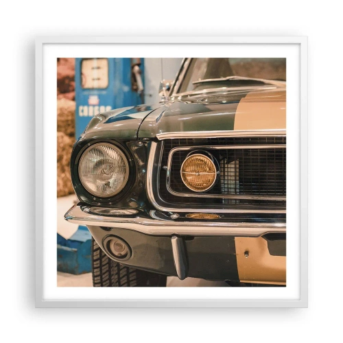 Affisch i vit ram - Ett möte med legenden - 60x60 cm