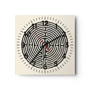 Väggklocka - Klocka på glas - Mystisk ordning - 40x40 cm