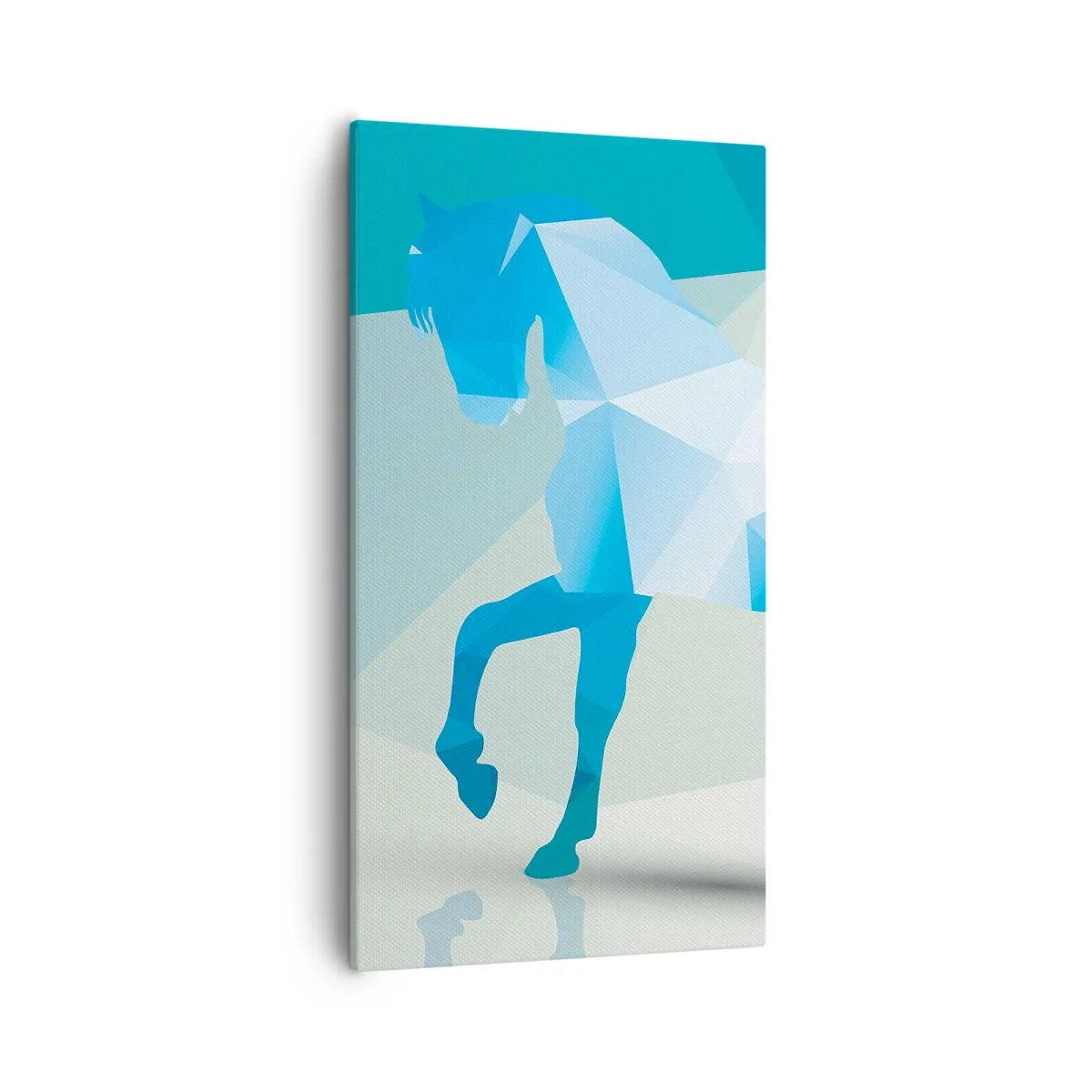 Canvastavla - Bild på duk - Geometrisk häst i turkos - 55x100 cm