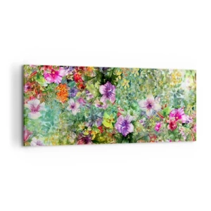 Canvastavla - Bild på duk - Ta en dopp i blommorna - 100x40 cm