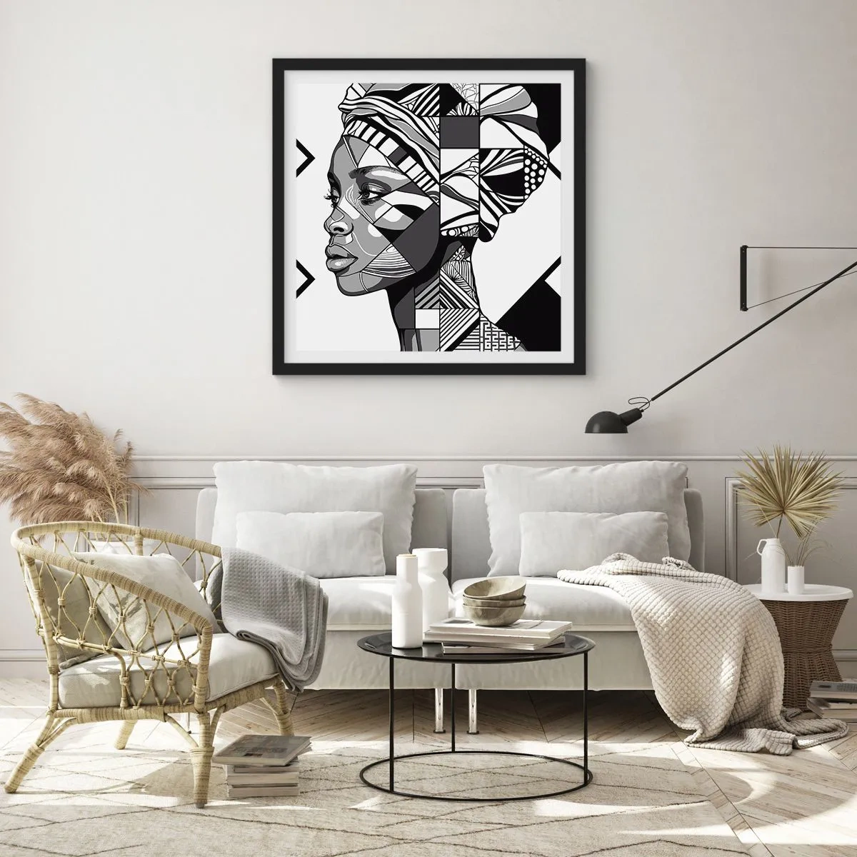 Affisch i svart ram - Etniskt porträtt - 50x50 cm