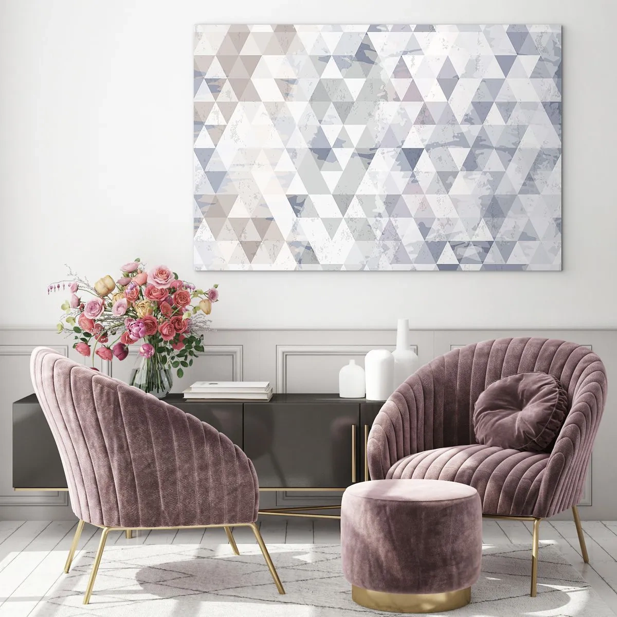 Glastavla - Bild på glas - Trianglar - 100x70 cm