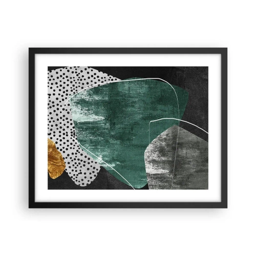 Affisch i svart ram - Färgstark abstraktion med en guldflinga - 50x40 cm