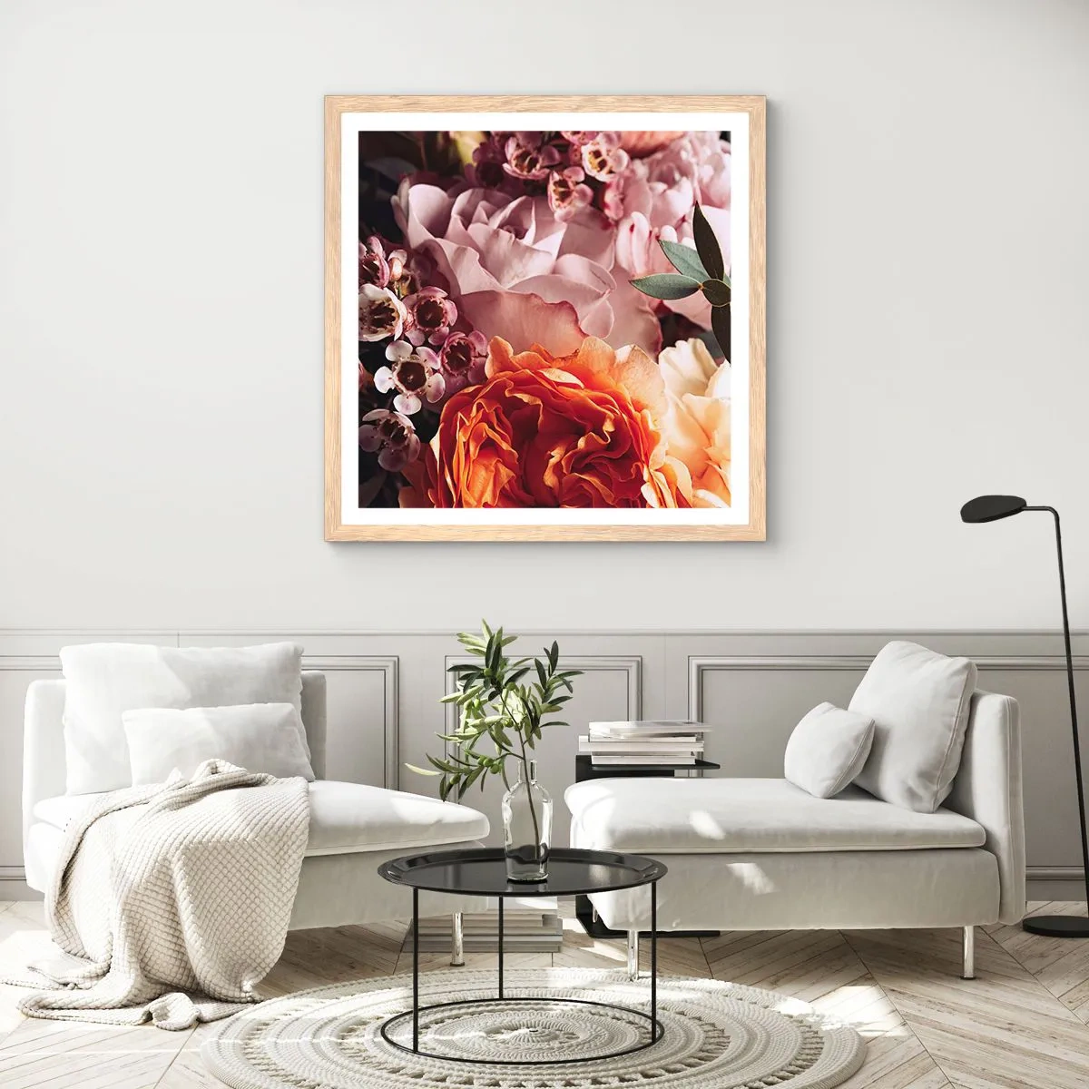 Affisch i ram av ljusek - Omgärdade av skönhet - 60x60 cm