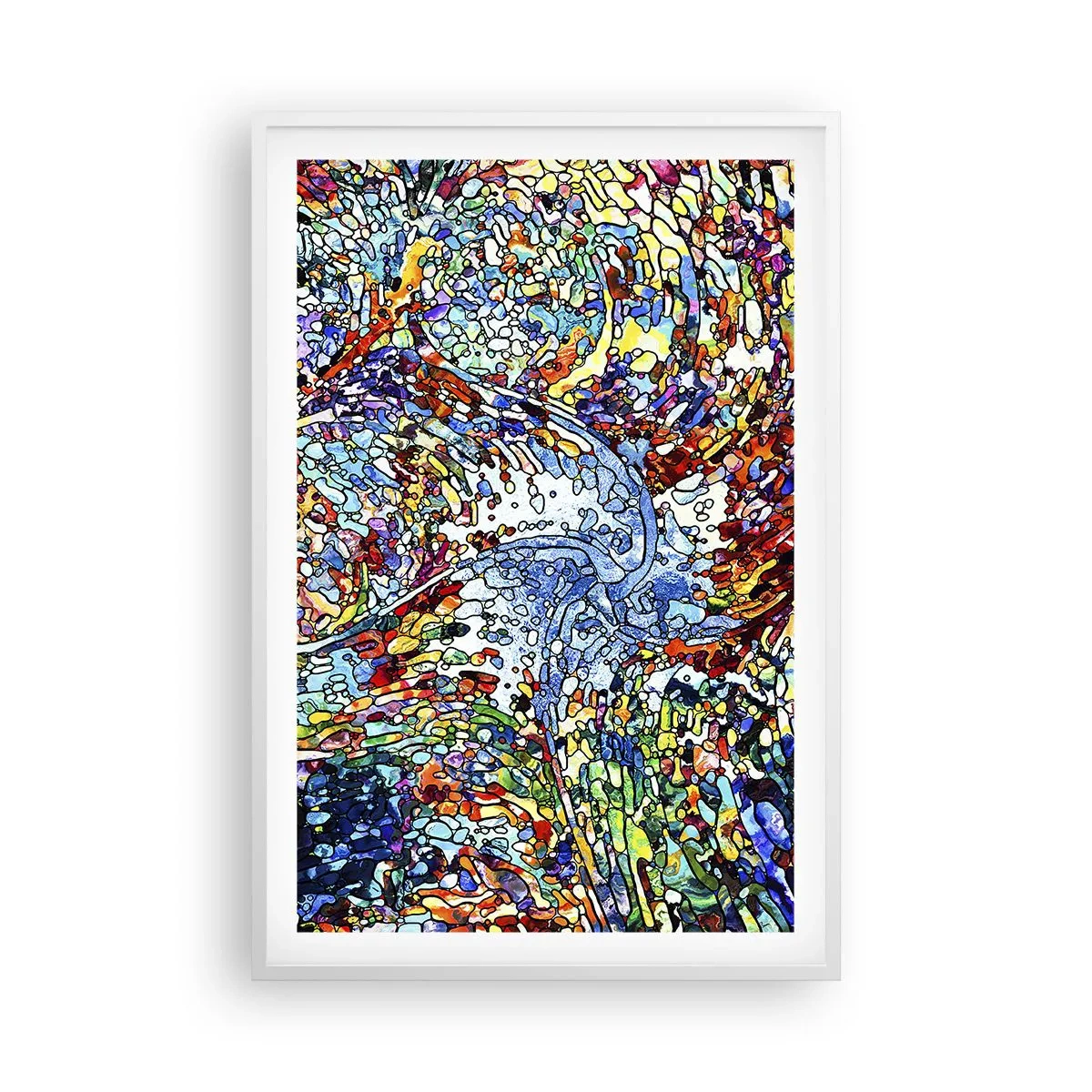 Affisch i vit ram - Glasmålning - droppar - 61x91 cm