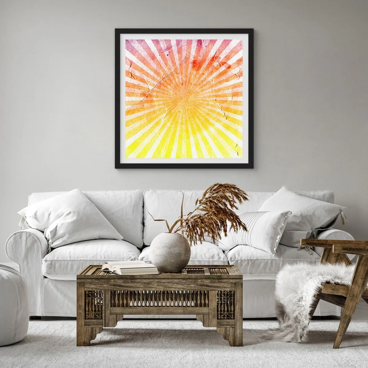 Affisch i svart ram - Solupp- och nedgångar - 50x50 cm