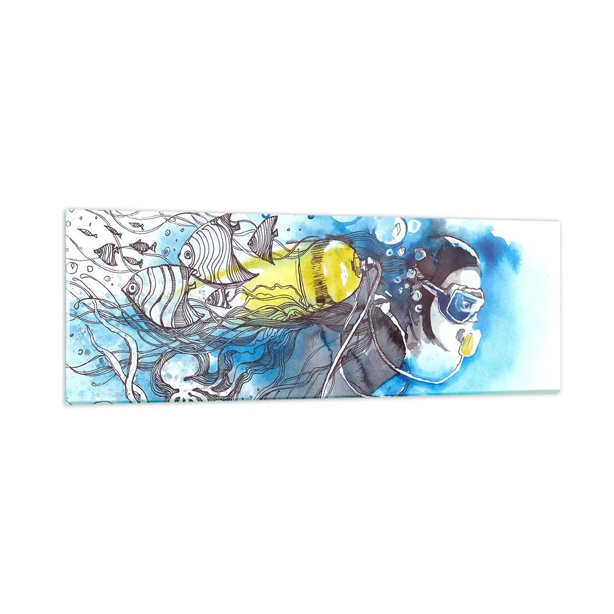 Glastavla - Bild på glas - Det stora blåa - 90x30 cm
