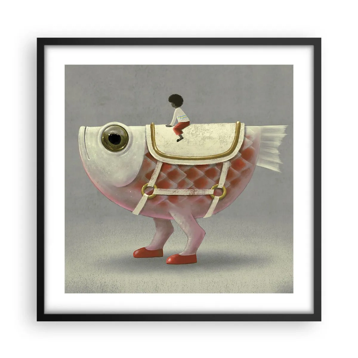 Affisch i svart ram - Fiskryttare - 50x50 cm