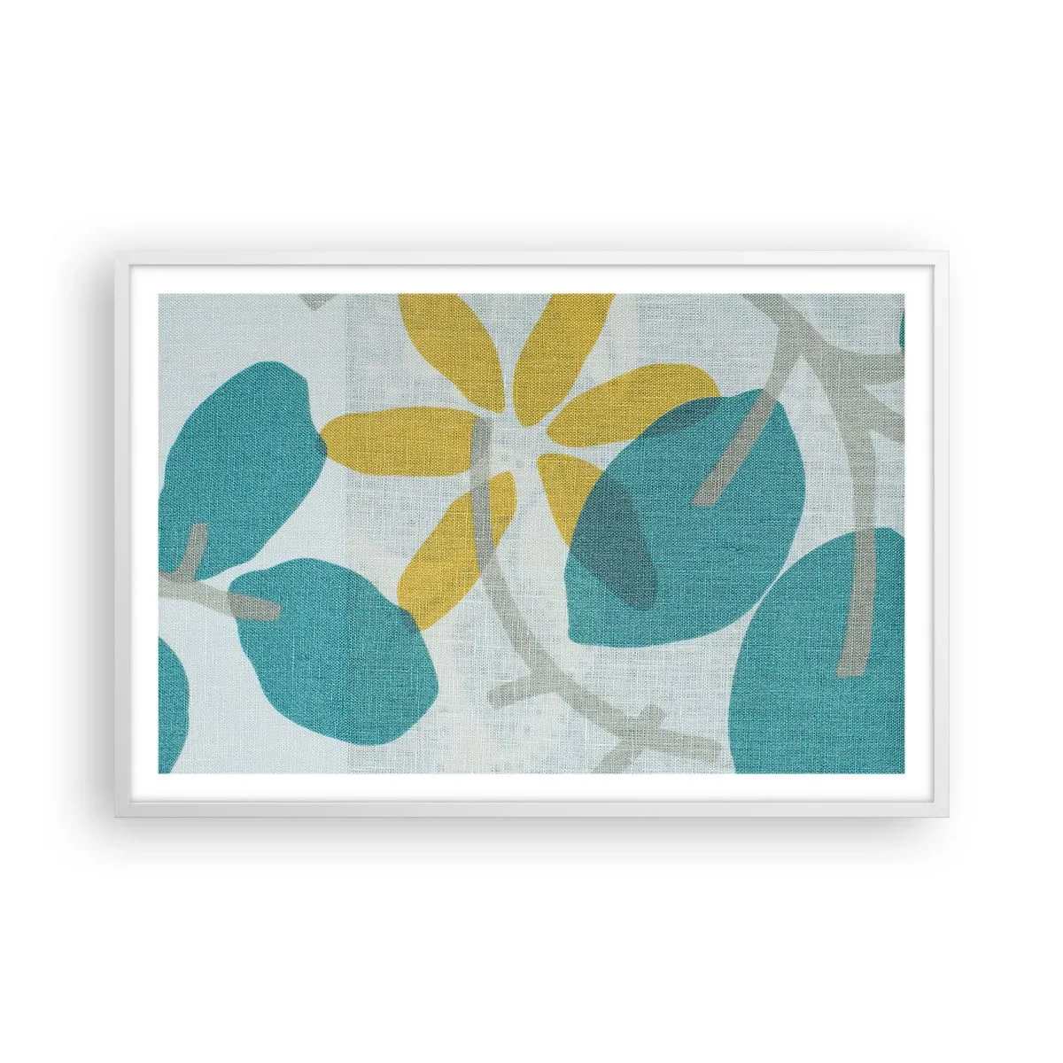Affisch i vit ram - Bland azurblå blad - 91x61 cm