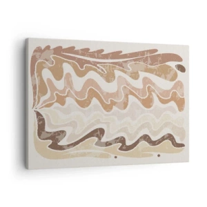 Canvastavla - Bild på duk - Vågiga abstrakta linjer i beige nyanser - 70x50cm - Bra energi - bra känslor - Modern väggdekoration för vardagsrum och sovrum ARTTOR